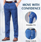 Men's Classic Regular Fit Straight Leg Jeans Stretch Denim