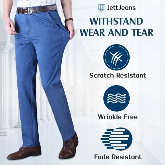 Men's Classic Regular Fit Straight Leg Jeans Stretch Denim