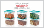 Fridge storage containers- jar Set Plastic Refrigerator Box with Handles and Airtight Lid Unbreakable kitchen storage Fruits Basket - 1000 ml (Pack of 6, Pink)