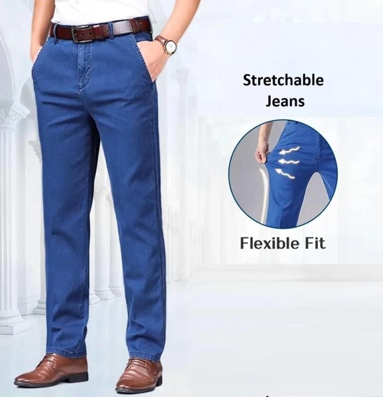 Men's Classic Regular Fit Straight Leg Jeans Stretch Denim