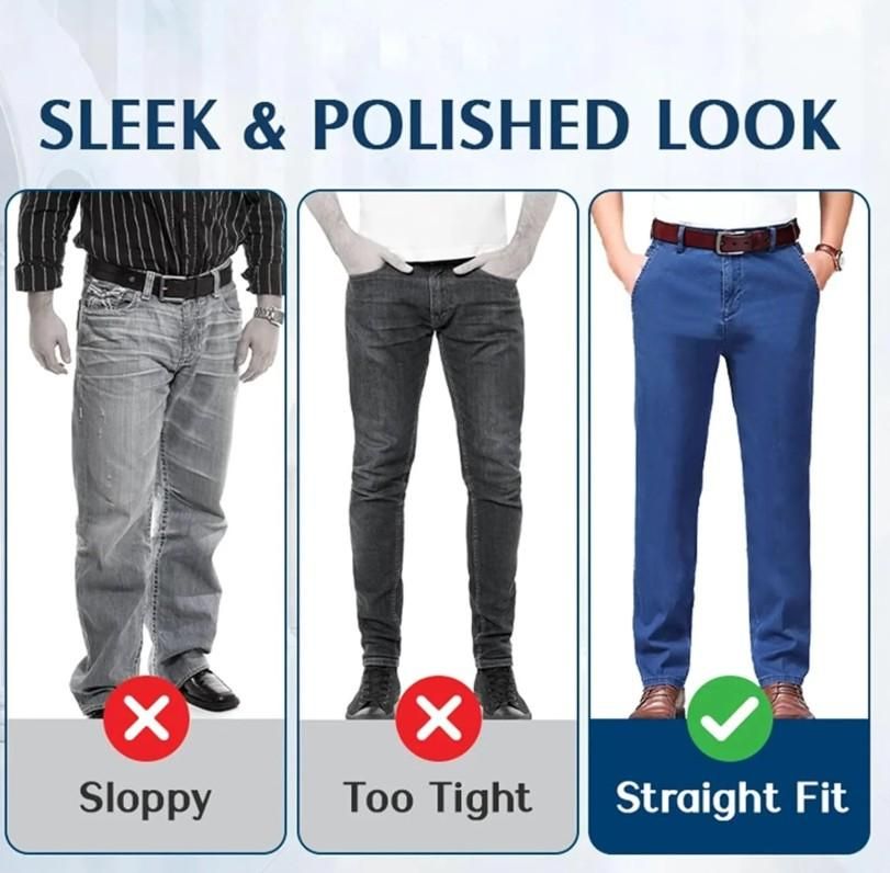 Men's Classic Regular Fit Straight Leg Jeans Stretch Denim