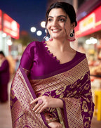 Banarasi - Elegant Purple Semi Silk Saree.