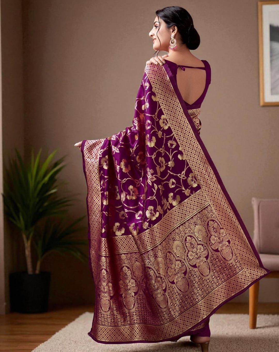 Banarasi - Elegant Purple Semi Silk Saree.