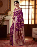 Banarasi - Elegant Purple Semi Silk Saree.