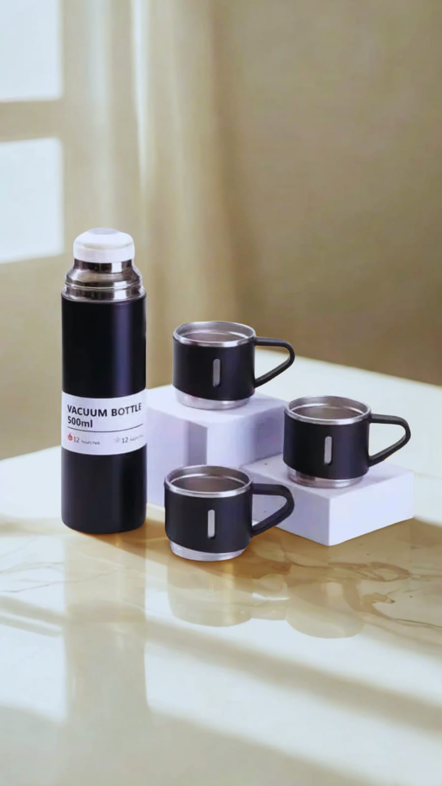 All-in-One Beverage Combo – Thermal Flask, 2 Cups &amp; 1.8L Electric Kettle
