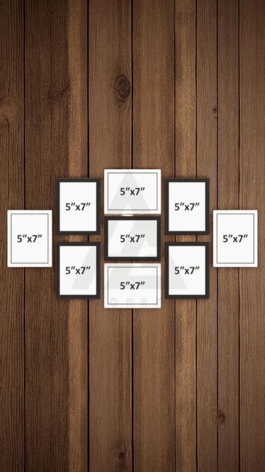 Wooden Photo Frame Set of 9 (5 Black &amp; 4 White, 5x7 Inches)- Modern Wall Décor.
