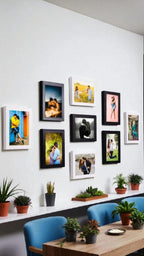 Wooden Photo Frame Set of 9 (5 Black &amp; 4 White, 5x7 Inches)- Modern Wall Décor.