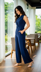 Elegant Sleeveless Belted Jumpsuit