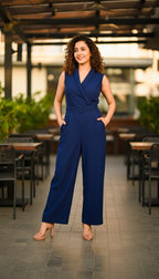 Elegant Sleeveless Belted Jumpsuit
