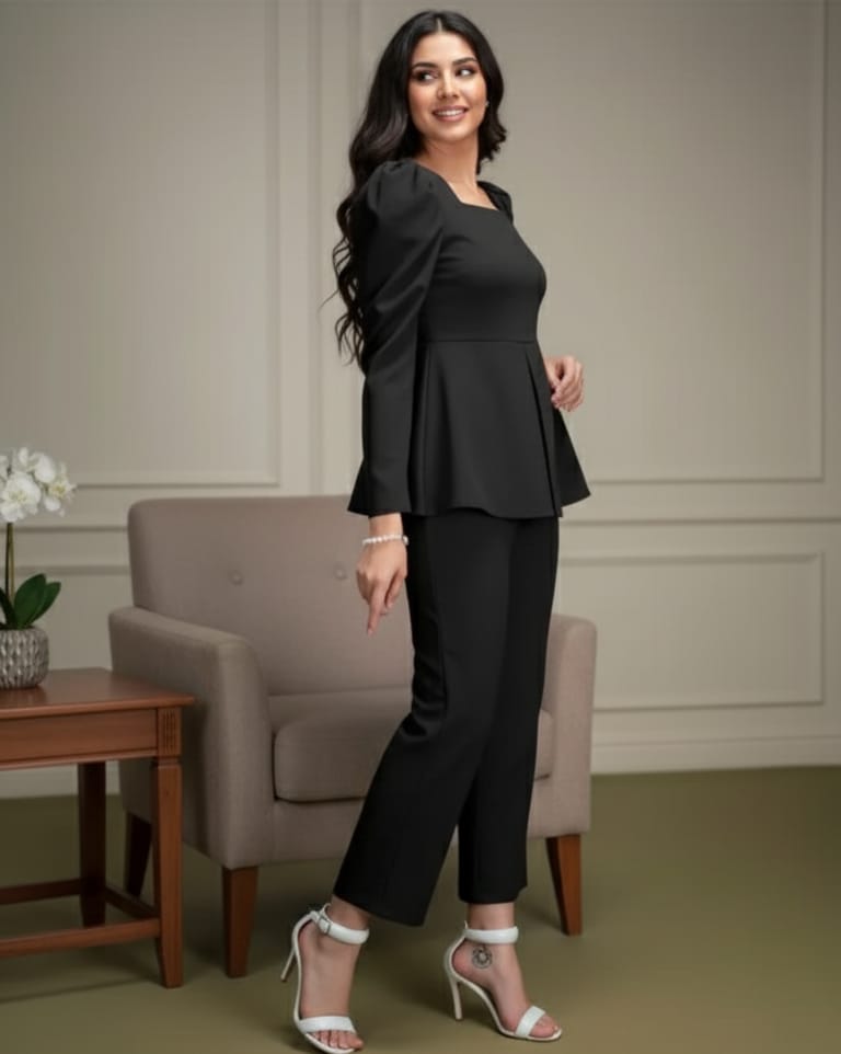 SiA Peplum Top & Slim Fit Pant Co-ord Set