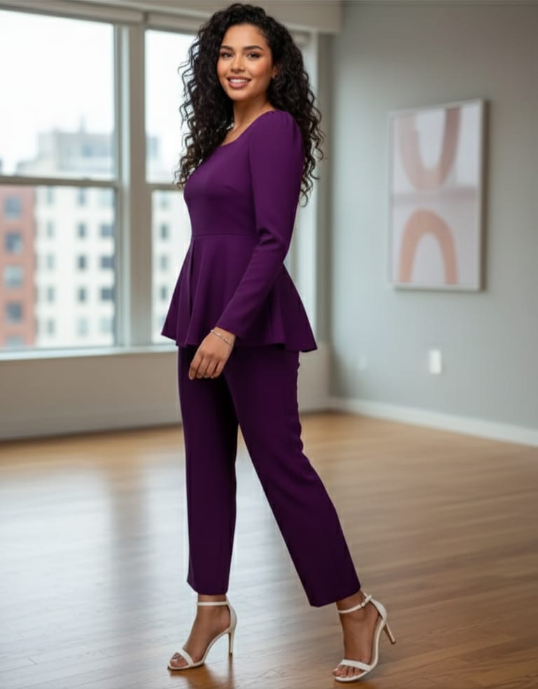 SiA Peplum Top & Slim Fit Pant Co-ord Set