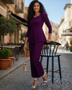 SiA Peplum Top & Slim Fit Pant Co-ord Set