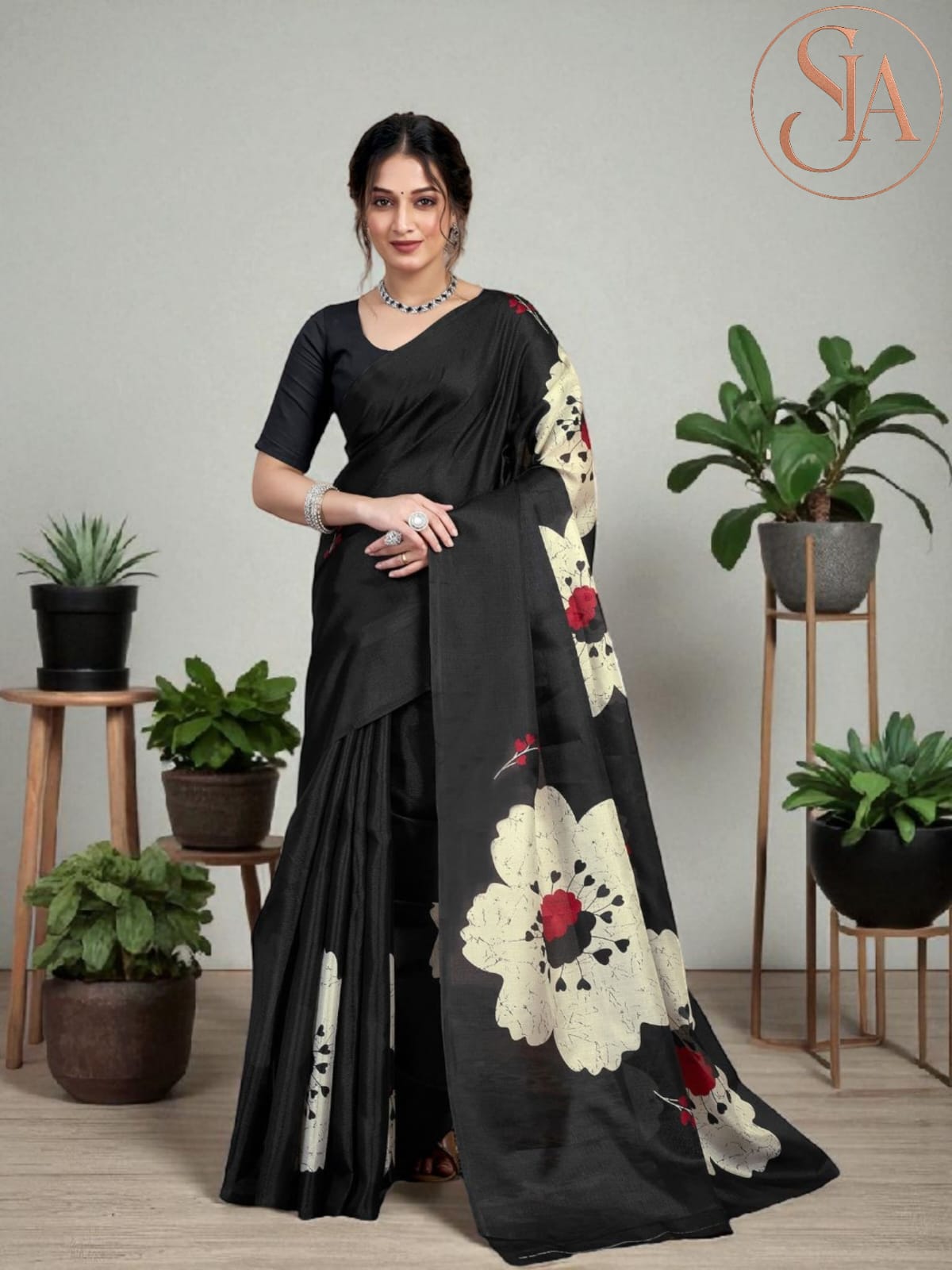 Floral Elegance Bhagalpuri Silk Printed Saree
