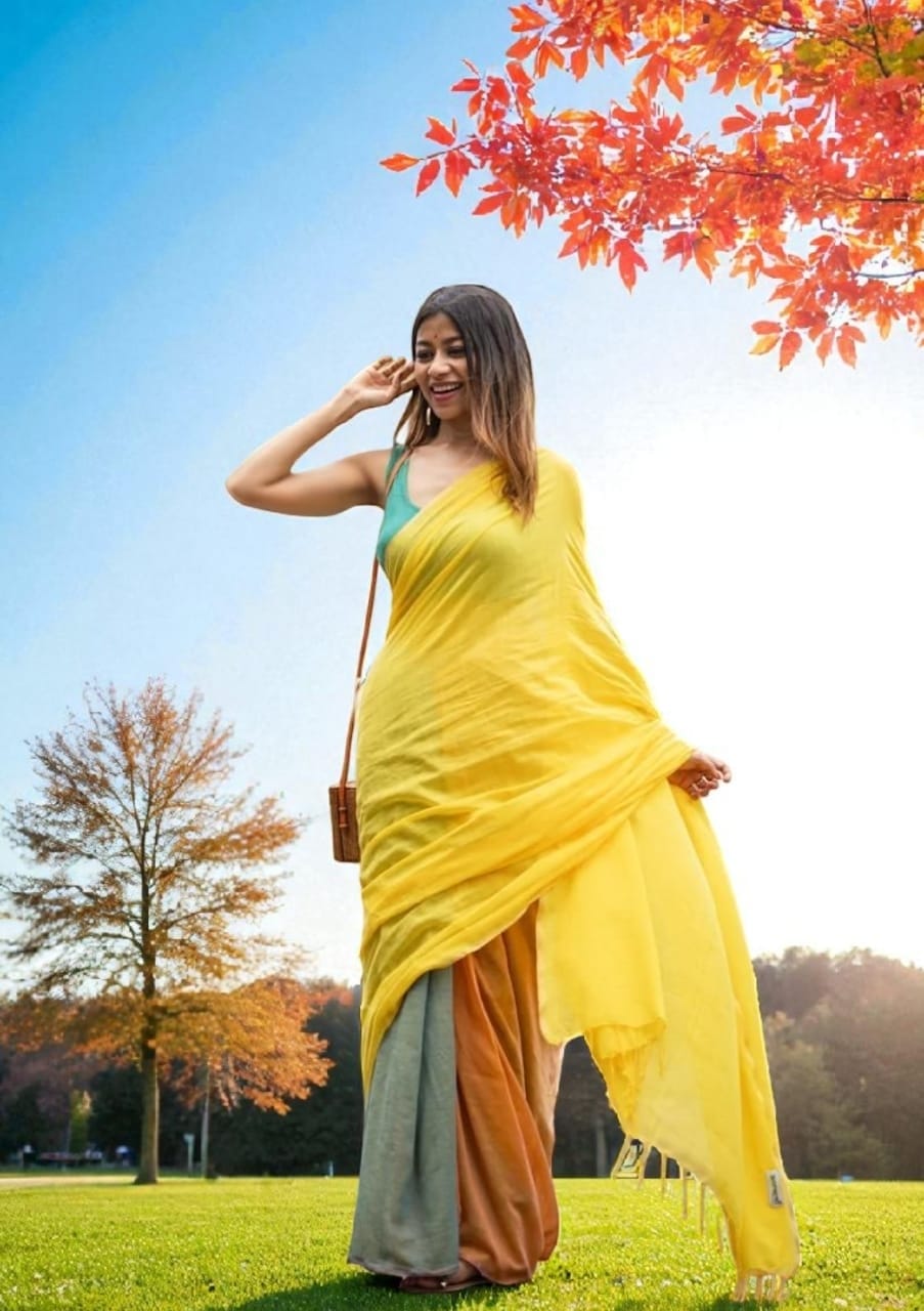 Elegant Cotton Saree – Trycolor Signature Collection.