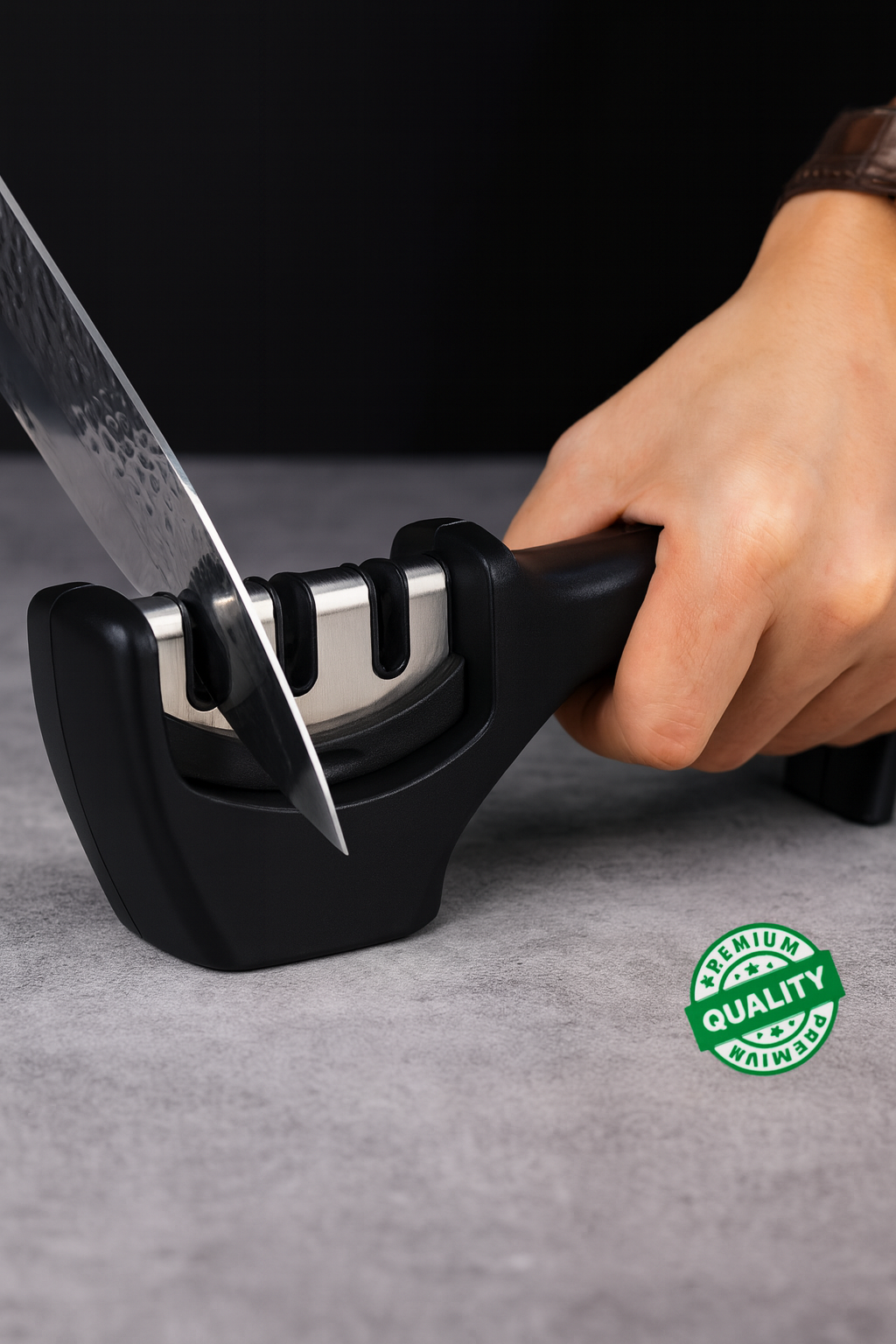 Premium 3-Stage Knife Sharpener – Safe & Effortless Sharpening for All Your Blades