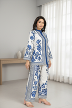 Sia Stylish Blue Floral Printed Co-Ord Set for Women | Viscose Rayon Kurta & Pant Set