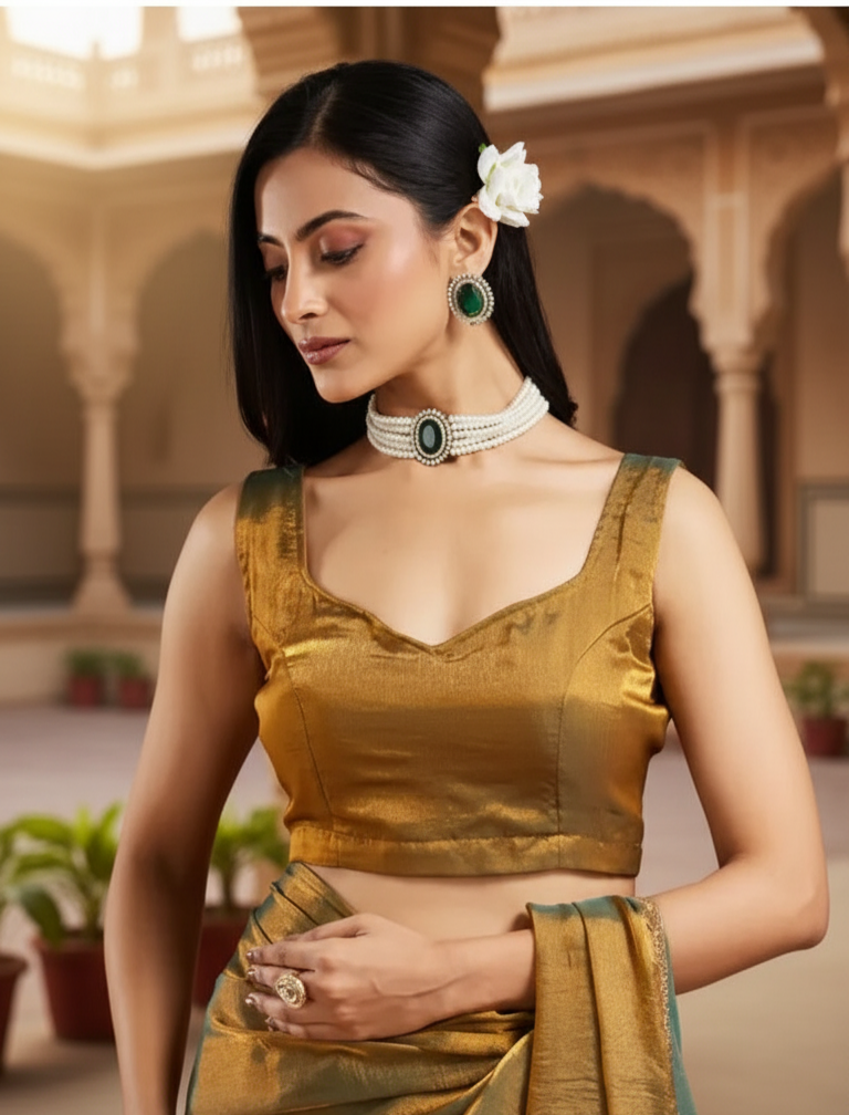 Women’s Elegant Two-Tone Chiffon Saree with unstitched Blouse Piece – Available in Purple, Green & Golden.