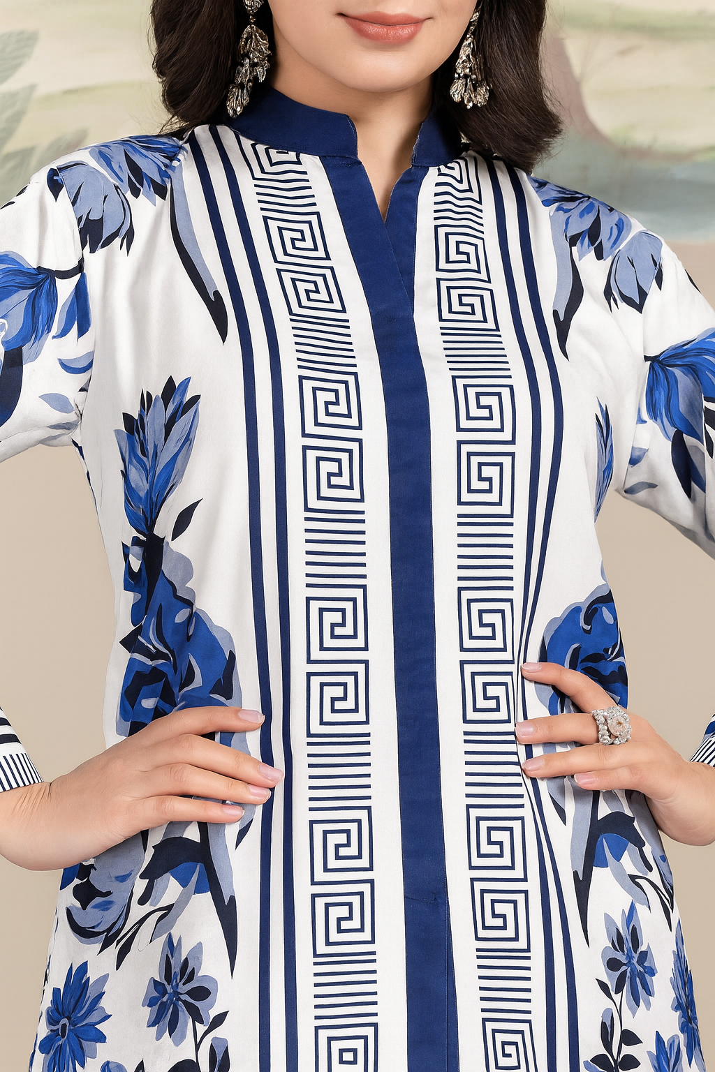 Sia Stylish Blue Floral Printed Co-Ord Set for Women | Viscose Rayon Kurta & Pant Set