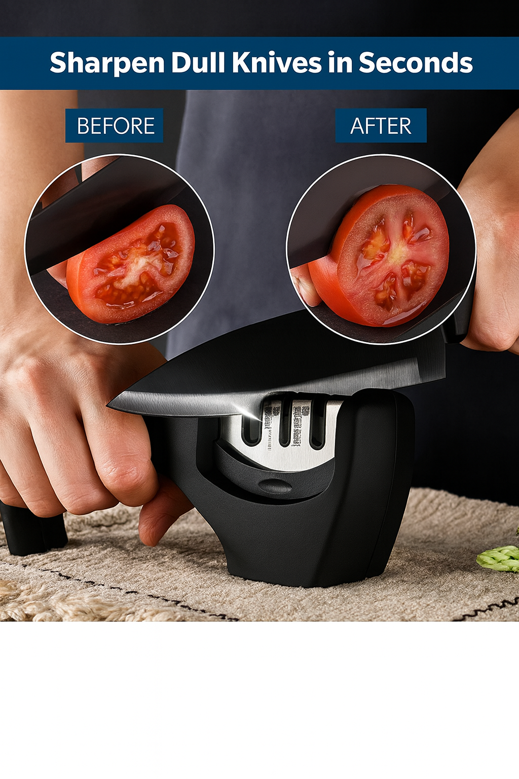Premium 3-Stage Knife Sharpener – Safe & Effortless Sharpening for All Your Blades